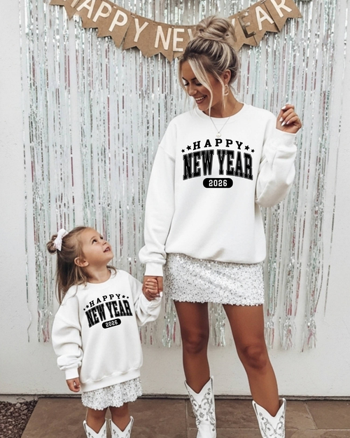 Happy New Year Pullover in White