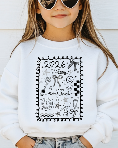 New Year Doodles Pullover in White
