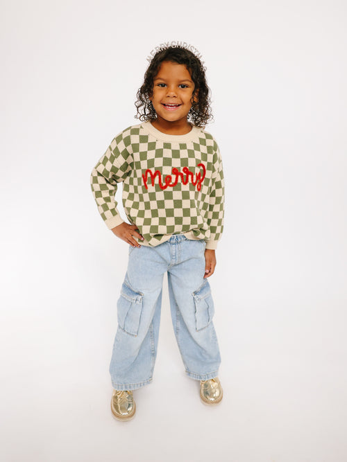 MERRY Hand Embroidered Sweater - Kids