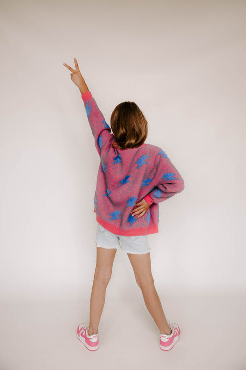 Fuzzy Bold Bolts Cardigan