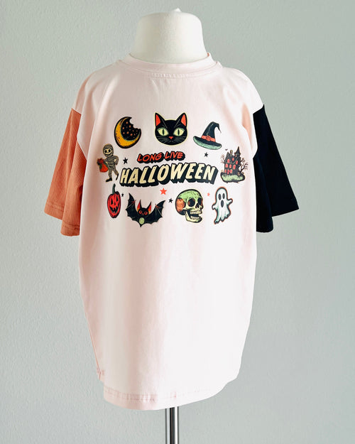 Ribbed Sleeve Long Live Halloween Tee