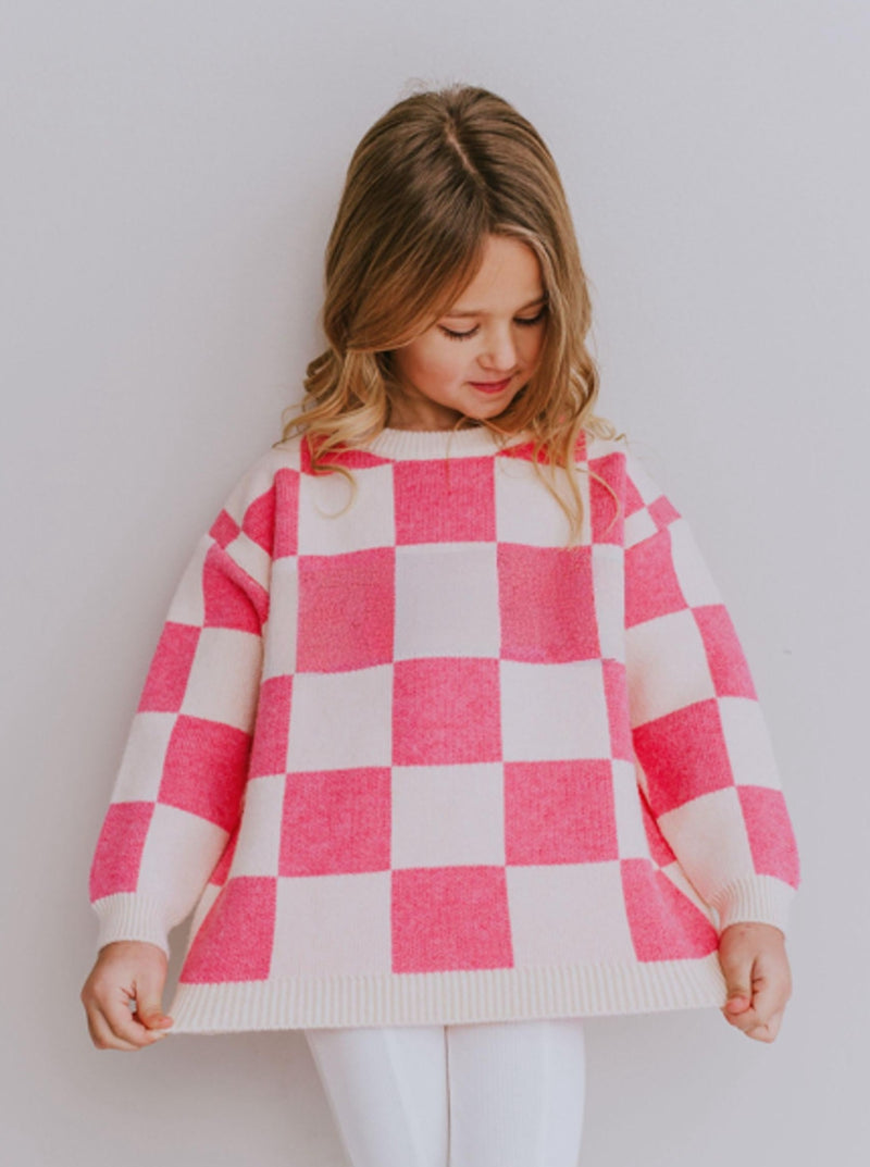 PRE-ORDER: Pink Checkered Sweater