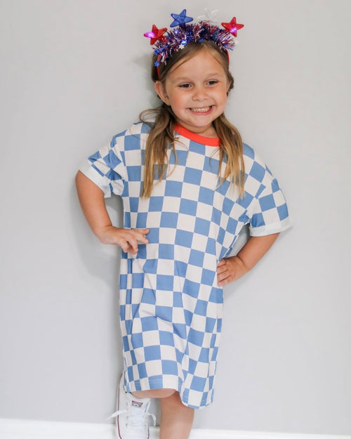 Blue Checkered Dress