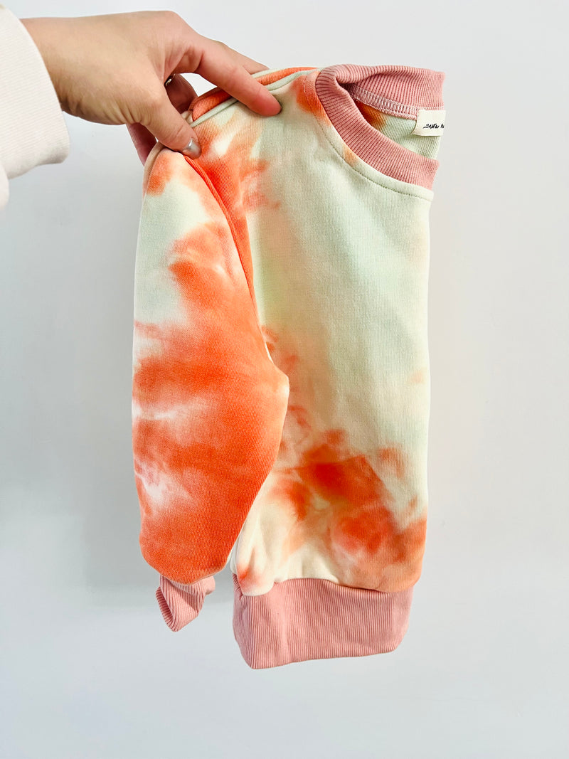 Orange/Green/Cream Tie Dye Blank Pullover