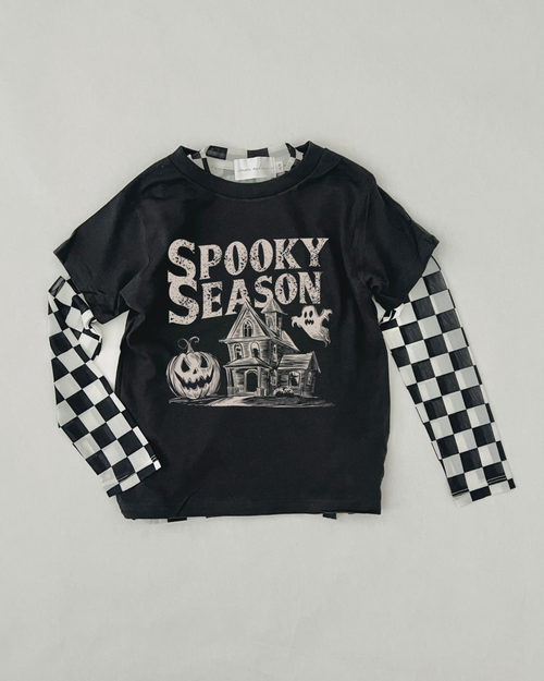 Checkered Mesh Long Sleeve Layering Tee