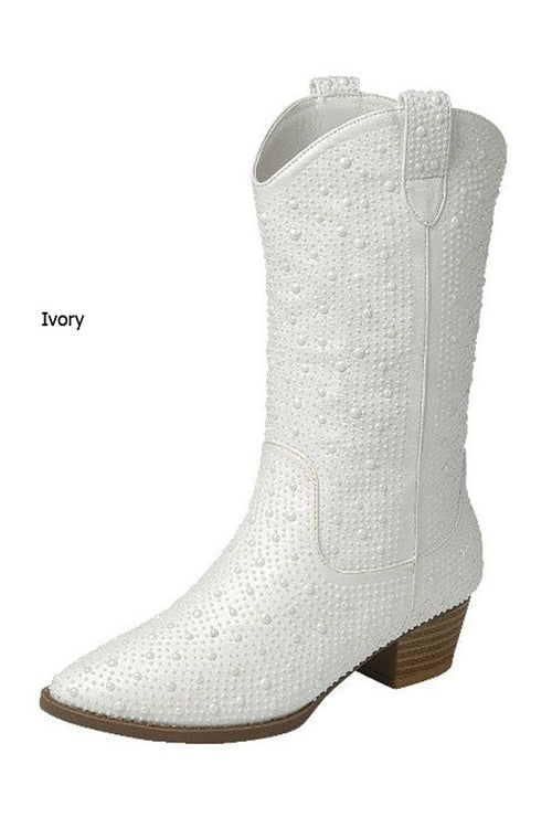 Cowgirl Boots - Pearl White